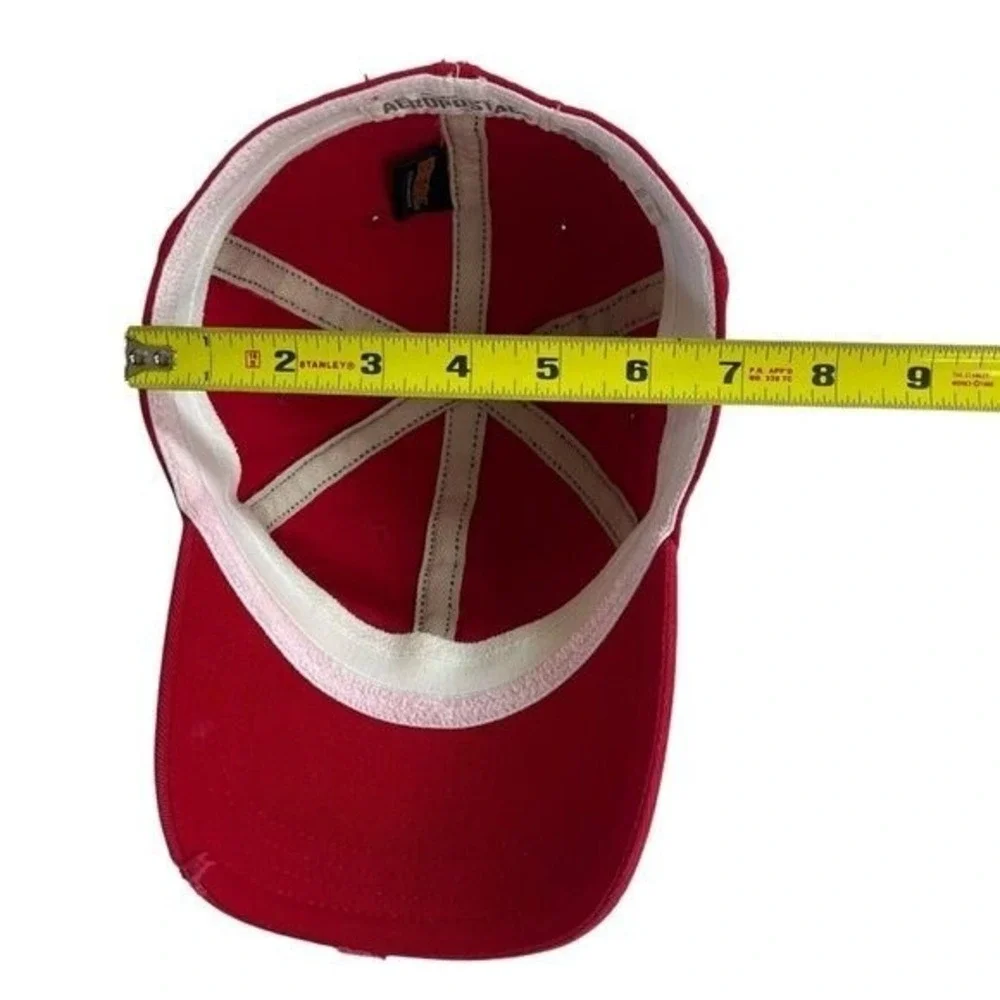 Aeropostale Red Distressed Baseball Cap Y2K Streetwear Retro Vintage Dad Hat S/M